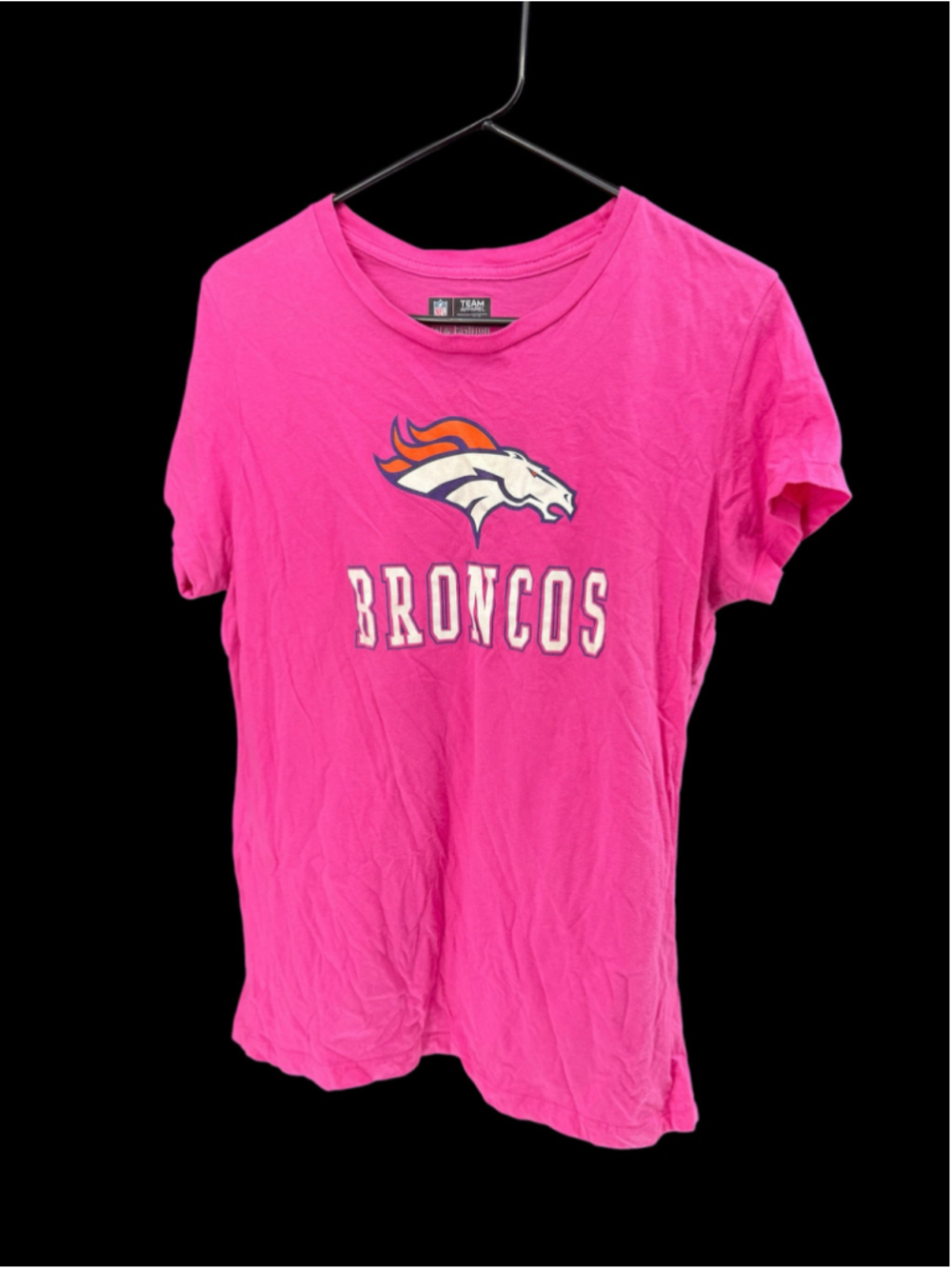 Women's NFL Denver Broncos T-Shirt XL Pink White Short Sleeve Tee